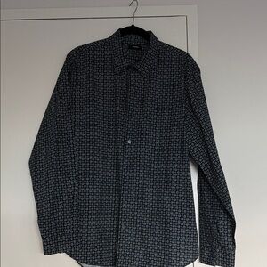 Theory Black and Gray Geometric Button Down Shirt - never worn, with tags